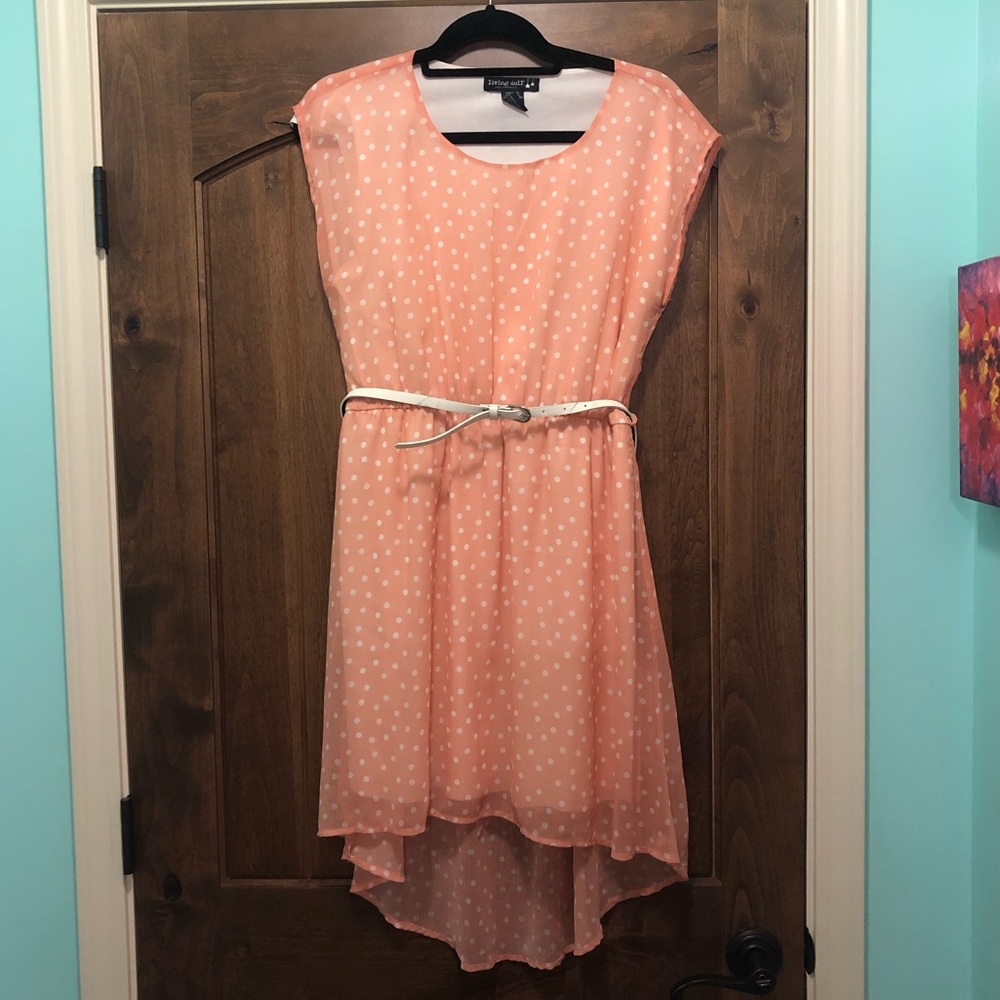 Pink Polka Dot High-Low Dress